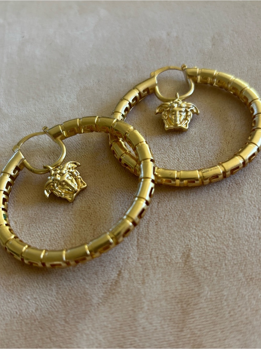 Vintage Versace Gold-Tone Medusa Hoop Earrings - Women Jewelry - Picture 7 of 11